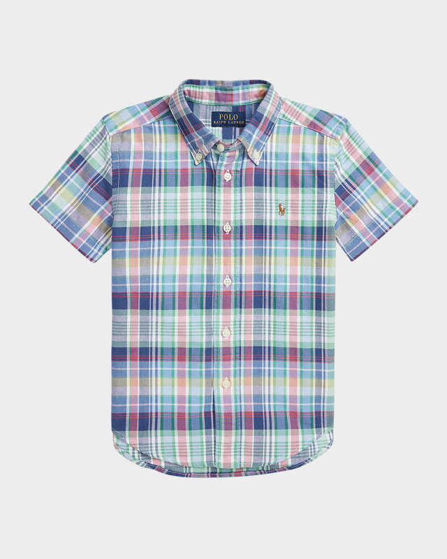 Boy's Plaid-Print Oxford Shirt, Size 2-7